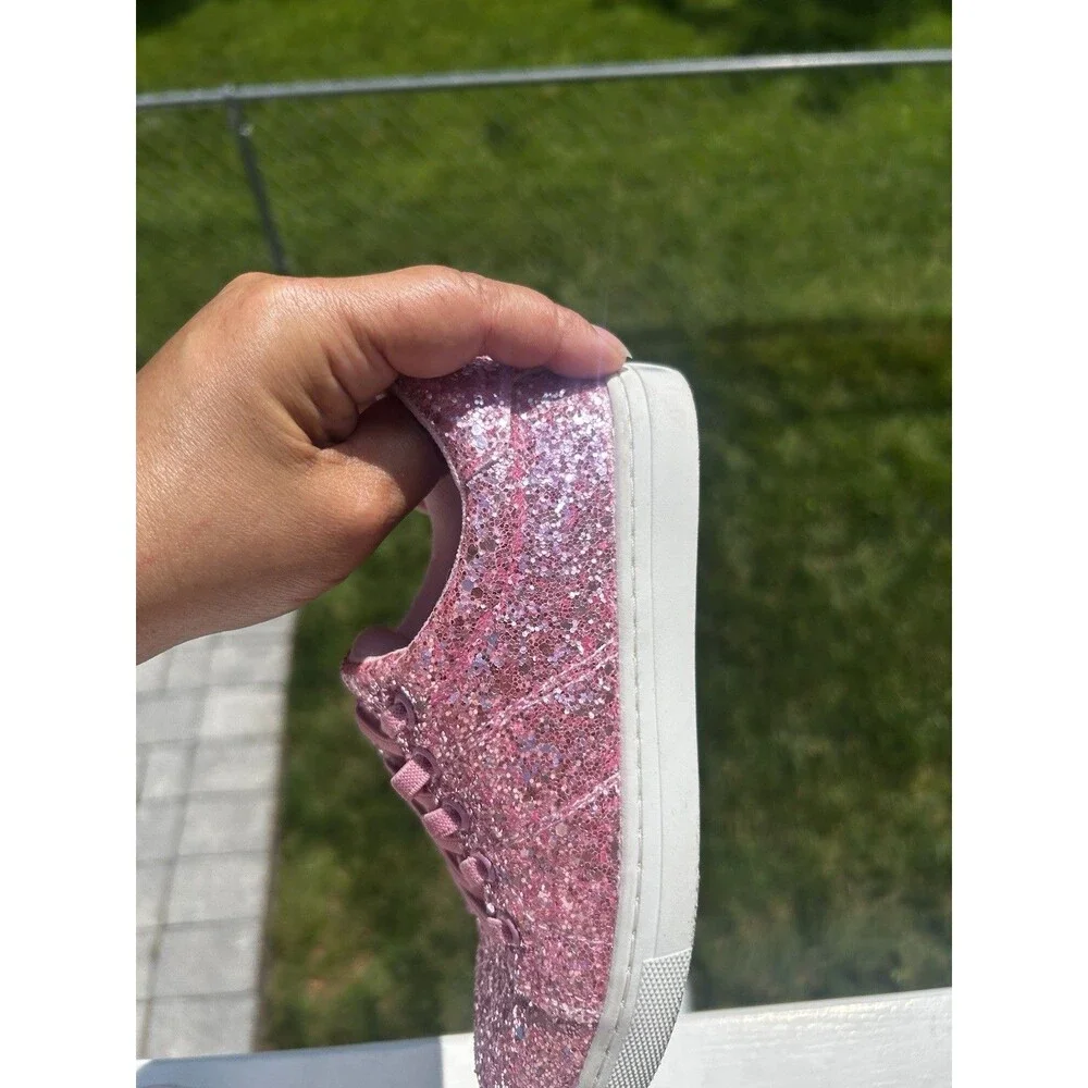 Bernal Girls Pink Glitter Sparkle Sneakers Size 12